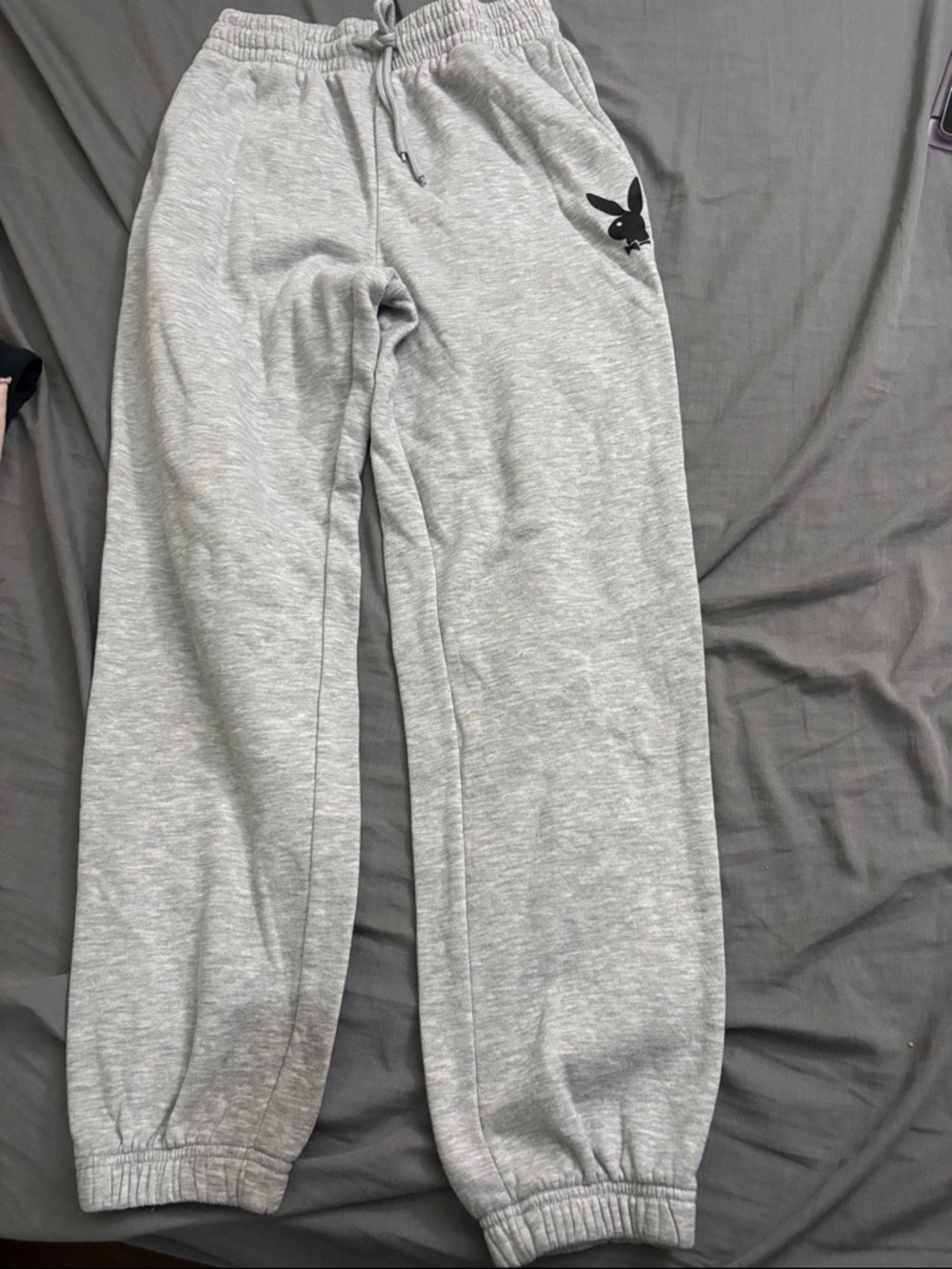 PLAYBOY Gray Heather Track Joggers with Black Bunny Logo
